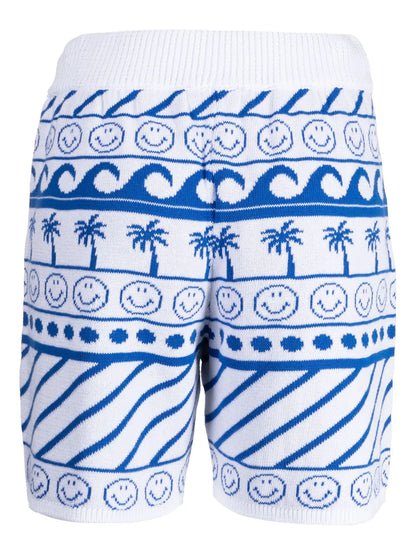 Wave-Print Drawstring Shorts