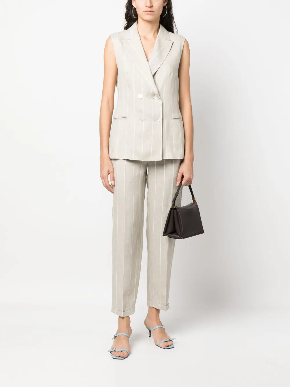 Striped Straight-Leg Linen Trousers