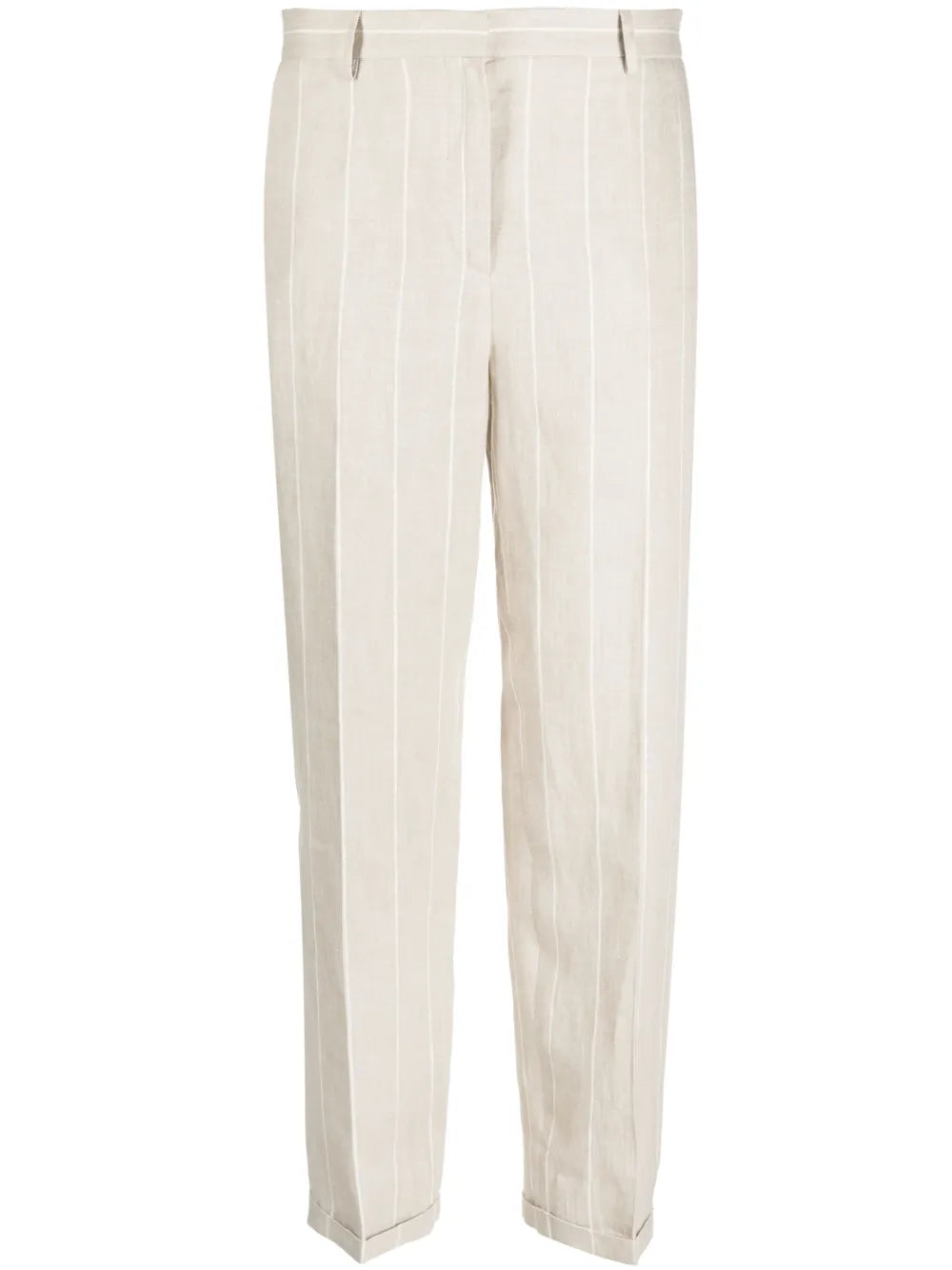 Striped Straight-Leg Linen Trousers