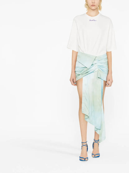 Draped-Skirt Minidress