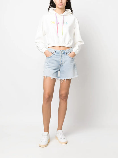Logo-Print Cropped Hoodie