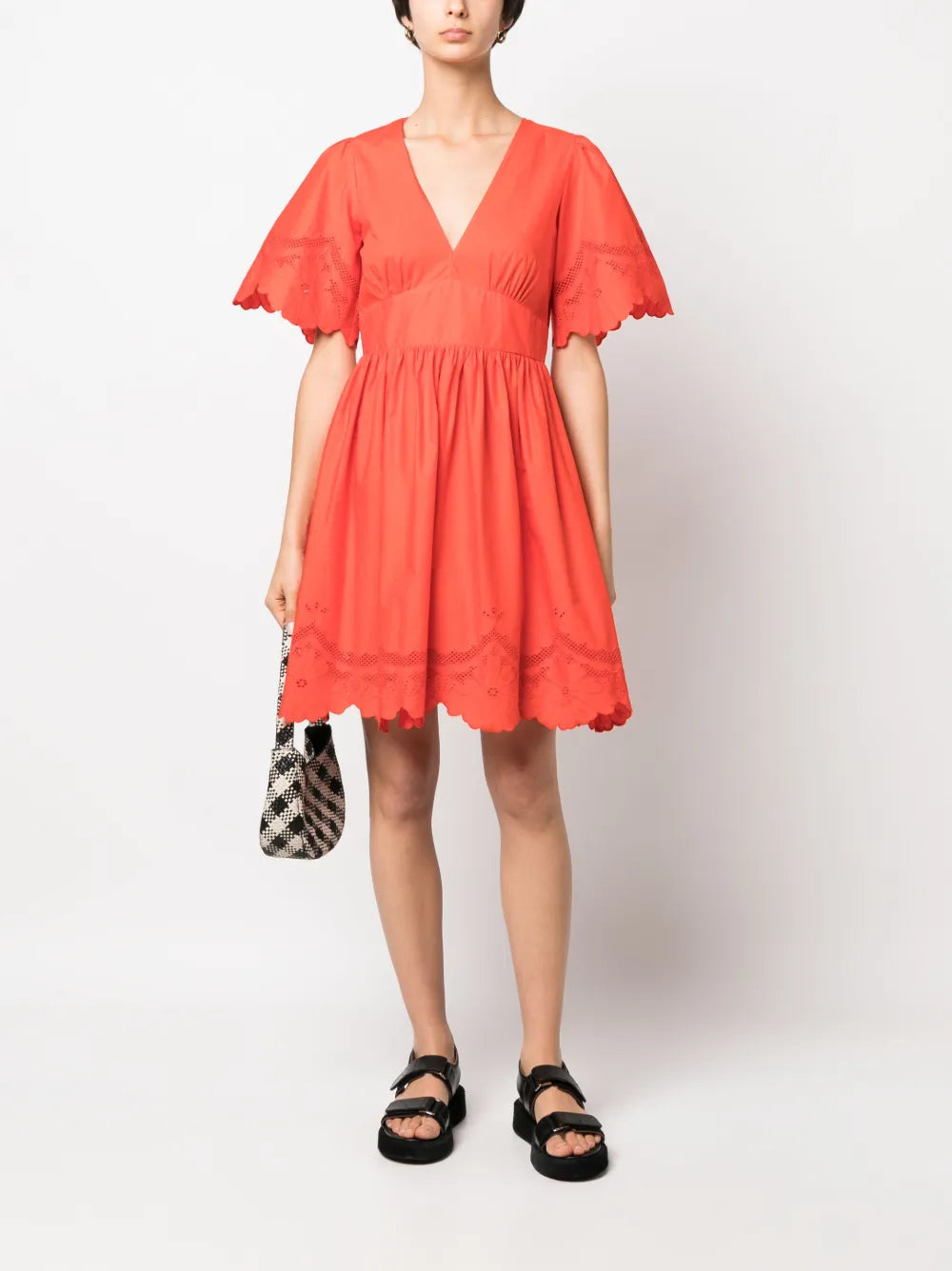 Broderie-Anglaise Short-Sleeve Dress
