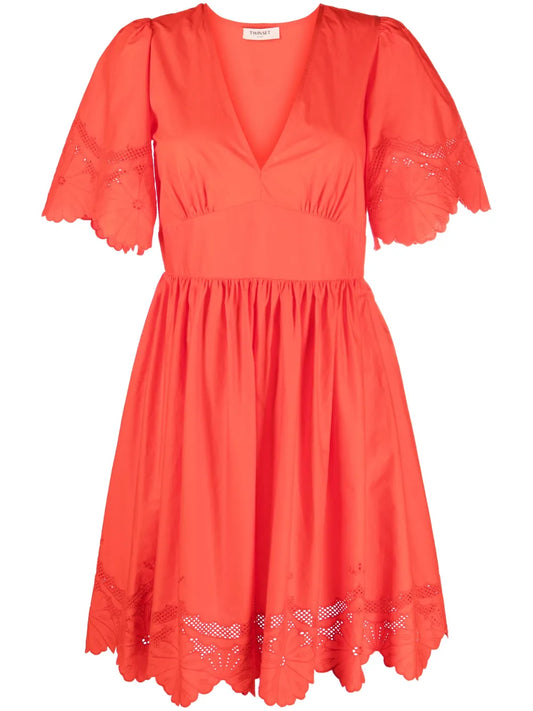 Broderie-Anglaise Short-Sleeve Dress