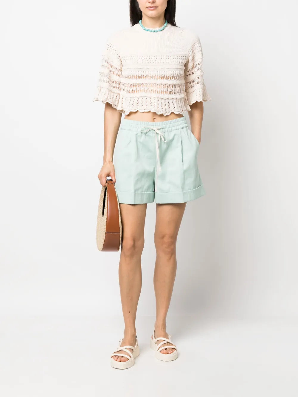 Pleat-Detail Drawstring-Waist Shorts