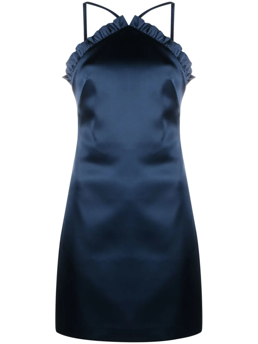 Ruffled Satin-Finish Minidress