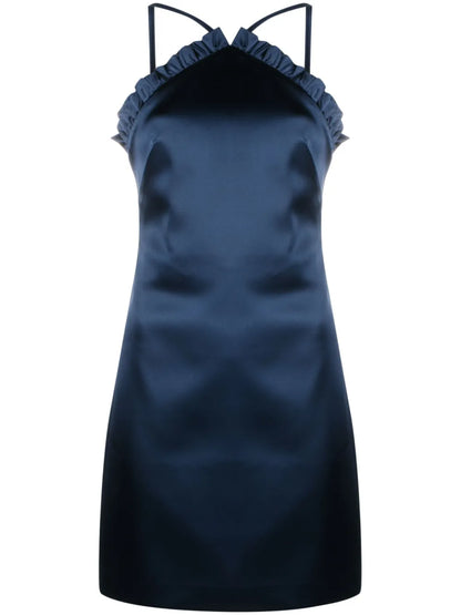 Ruffled Satin-Finish Minidress