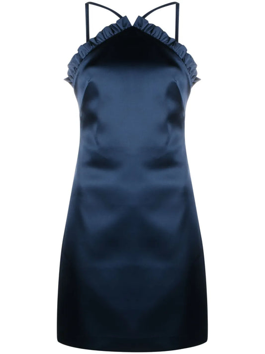 Ruffled Satin-Finish Minidress