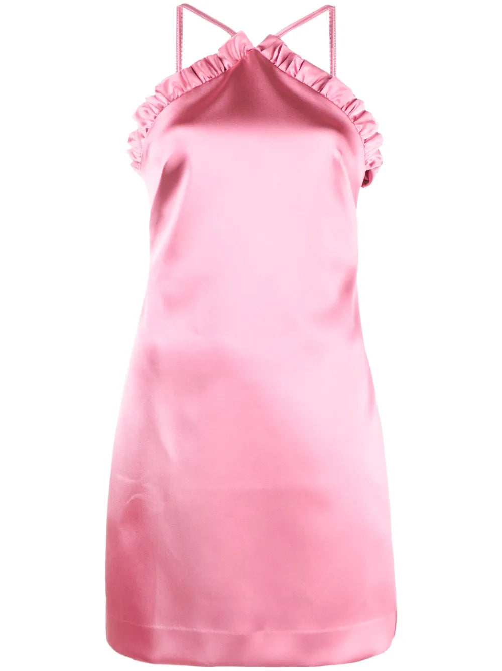 Ruffled Satin-Finish Minidress