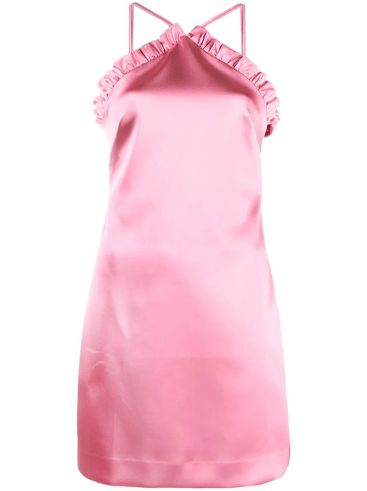 Ruffled Satin-Finish Minidress