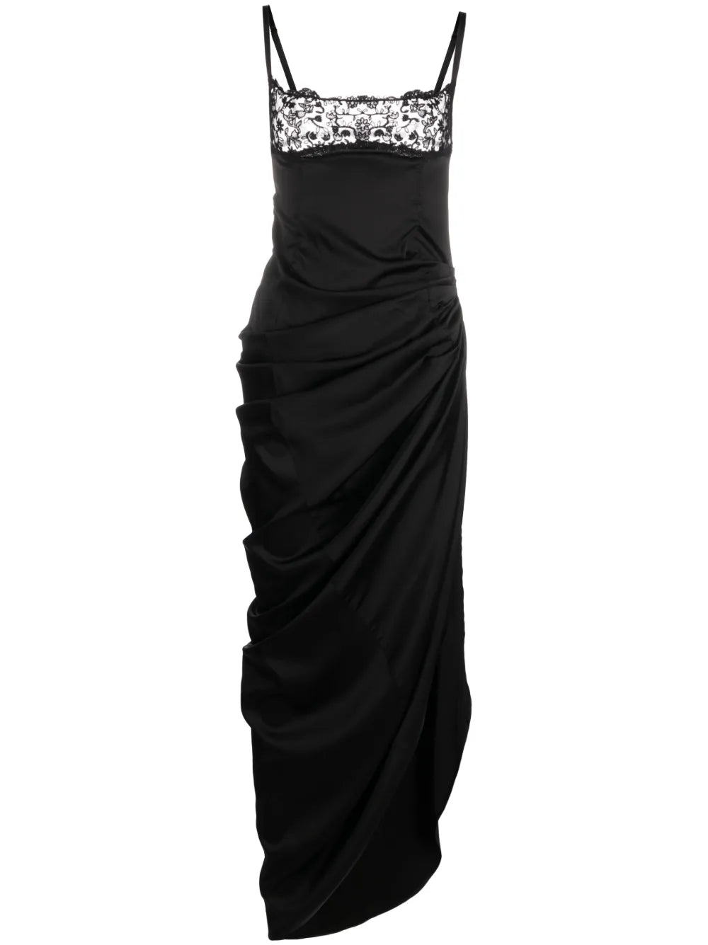 La Saudade Floral-Embroidered Asymmetric Dress