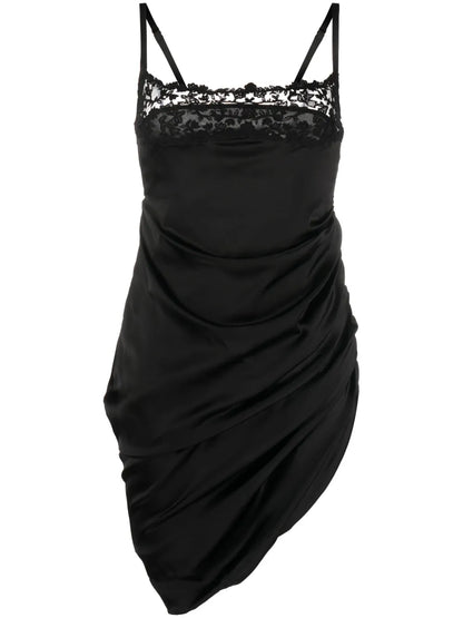 La Saudade Brodée Satin Minidress