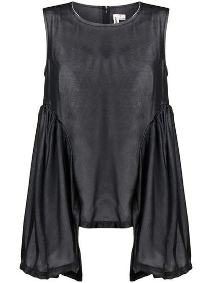 Draped-Detail Sleeveless Blouse
