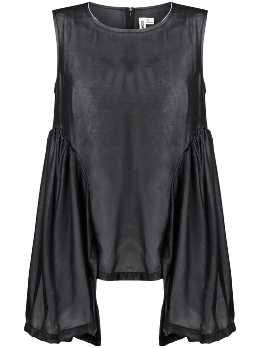 Draped-Detail Sleeveless Blouse