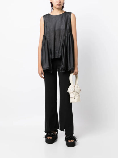 Draped-Detail Sleeveless Blouse