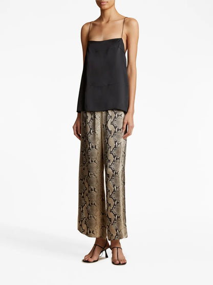 Mindy Snake-Print Crop Trousers