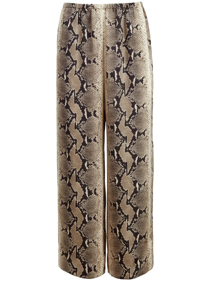 Mindy Snake-Print Crop Trousers