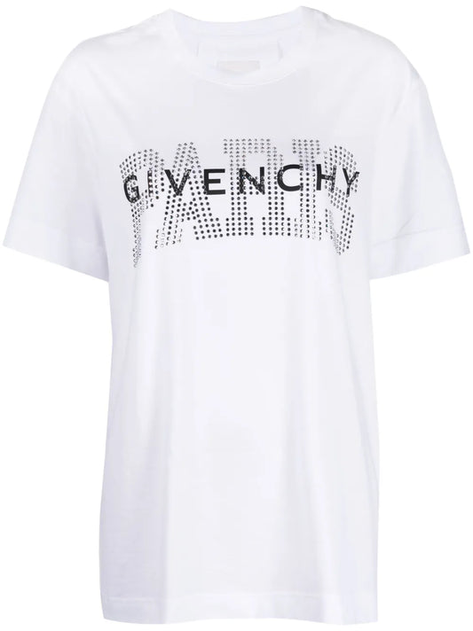 Rhinestone-Embellished Logo-Print T-Shirt