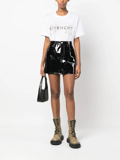 Rhinestone-Embellished Logo-Print T-Shirt