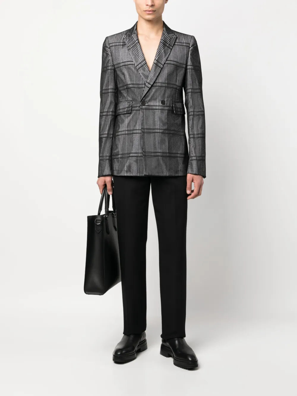 Plaid-Check Print Cotton Blazer