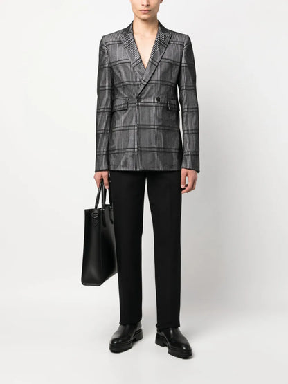 Plaid-Check Print Cotton Blazer