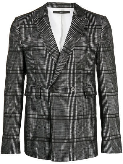 Plaid-Check Print Cotton Blazer
