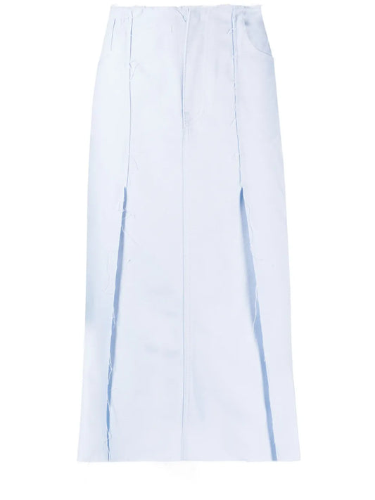 High-Waisted Denim Midi Skirt