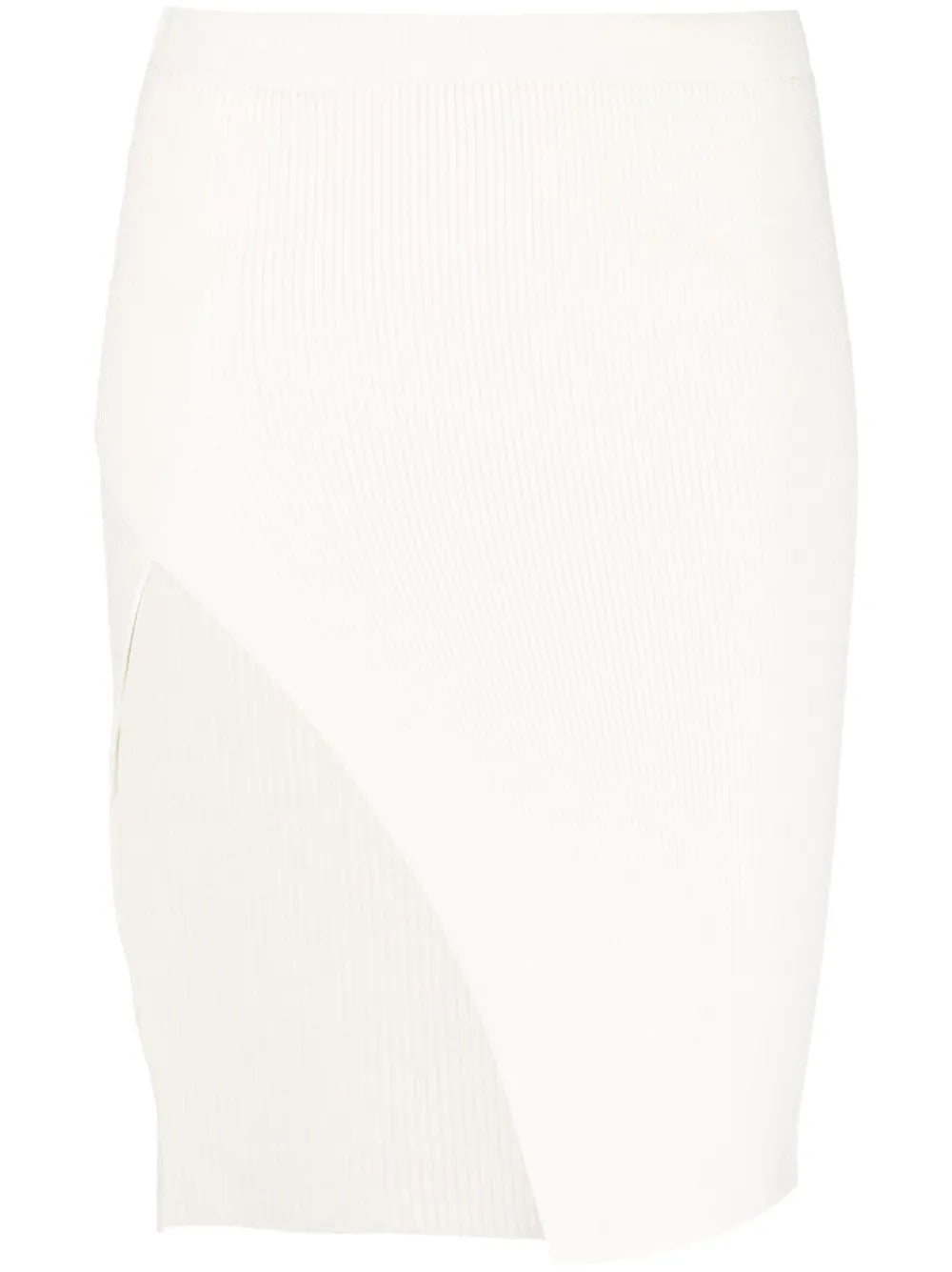 Ribbed-Knit Asymmetric Midi Skirt