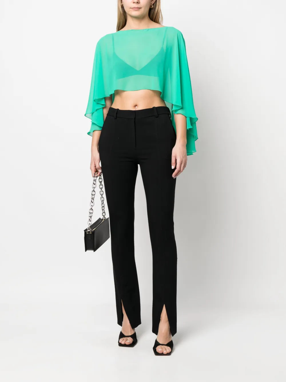 Transparent Ruffled Cropped Top