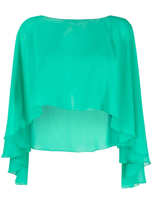 Transparent Ruffled Cropped Top