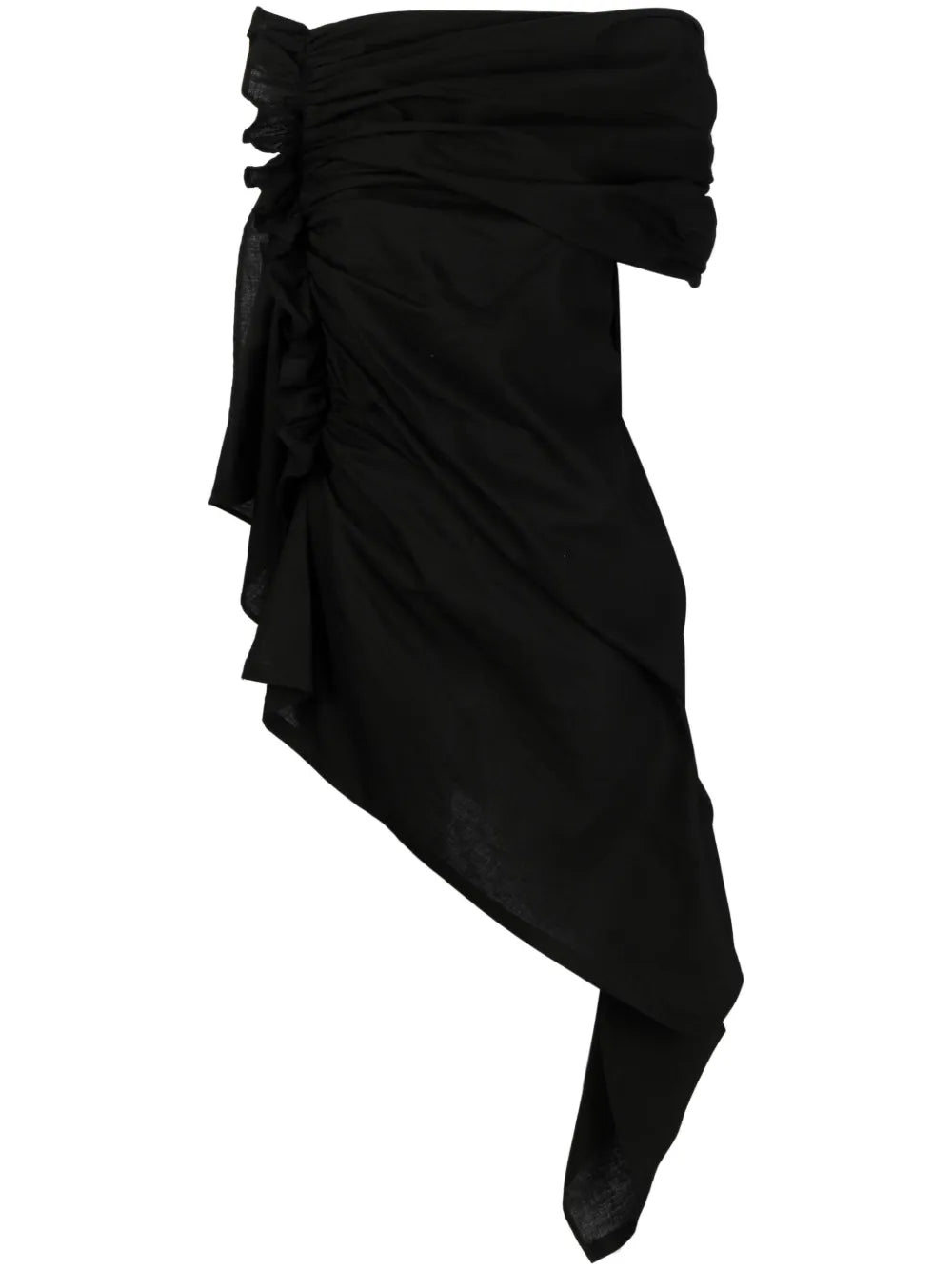 One-Shoulder Draped Gathered Dress