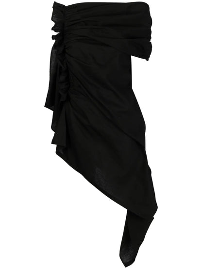 One-Shoulder Draped Gathered Dress