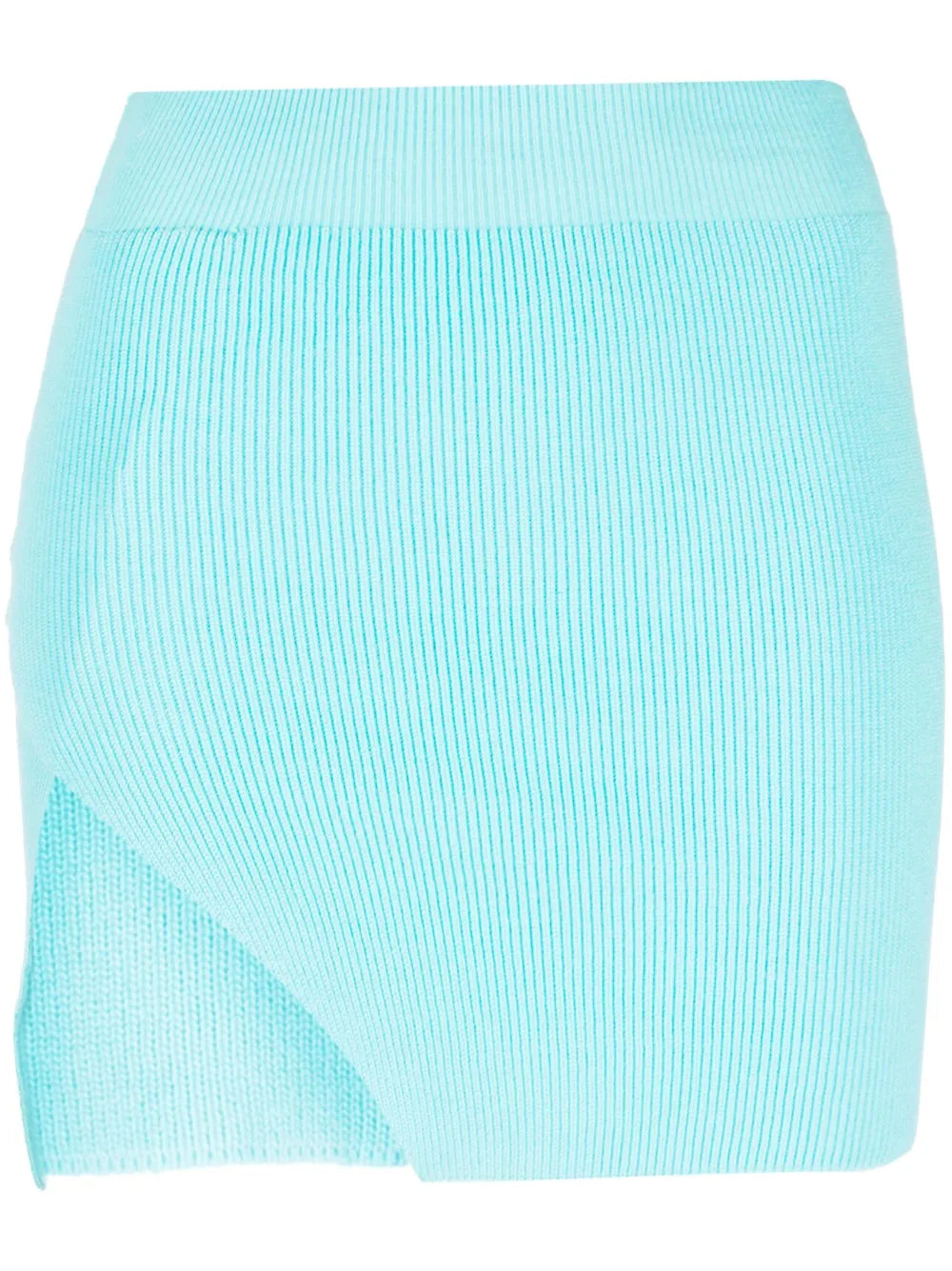 Ribbed-Knit Asymmetric Miniskirt