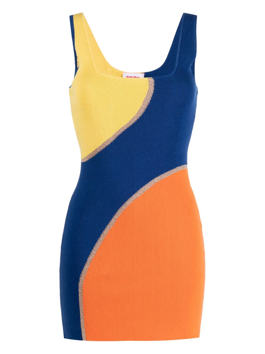 Colour-Block Ribbed Beach Dress