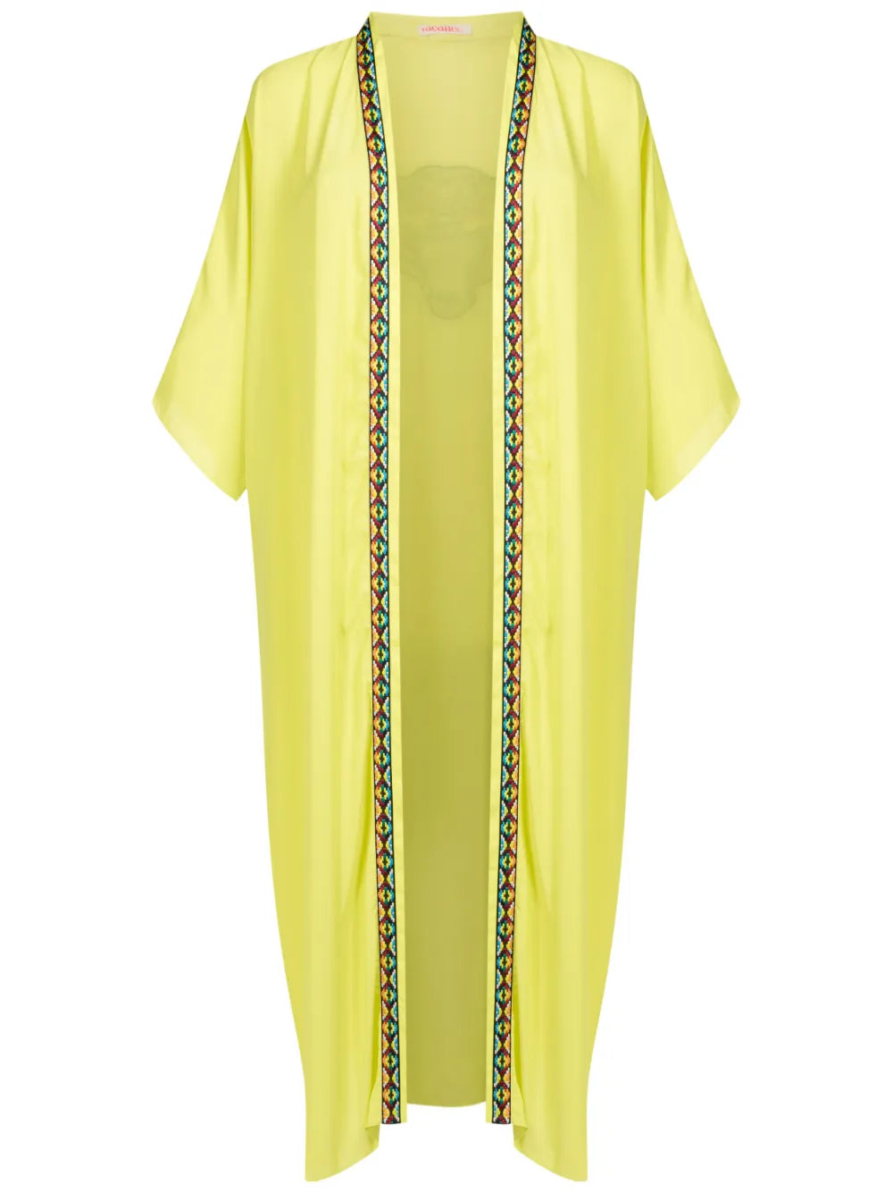 Contrast-Trim Long Kimono