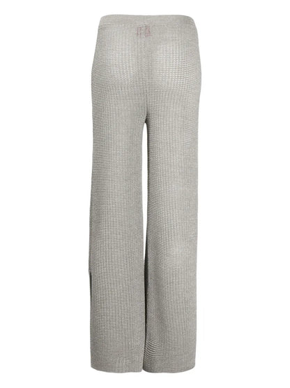 High-Waisted Pointelle-Knit Pants