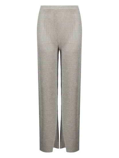 High-Waisted Pointelle-Knit Pants