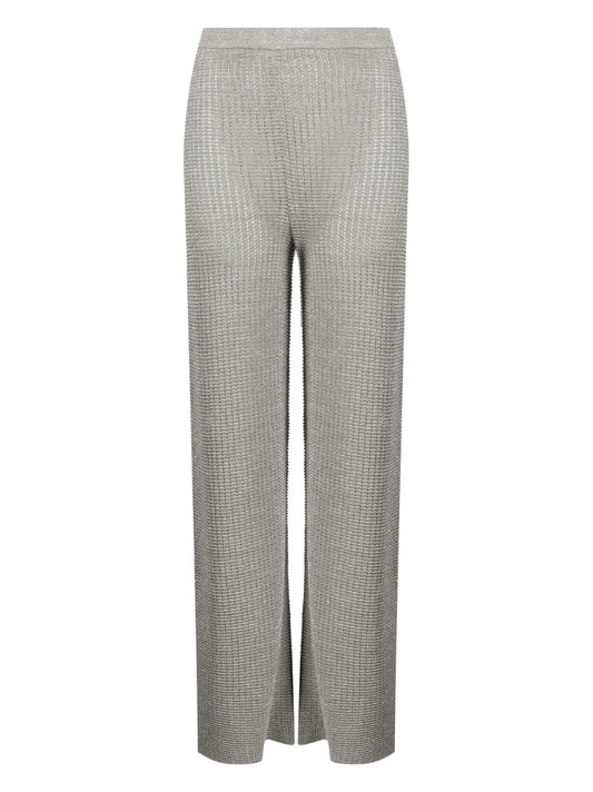 High-Waisted Pointelle-Knit Pants
