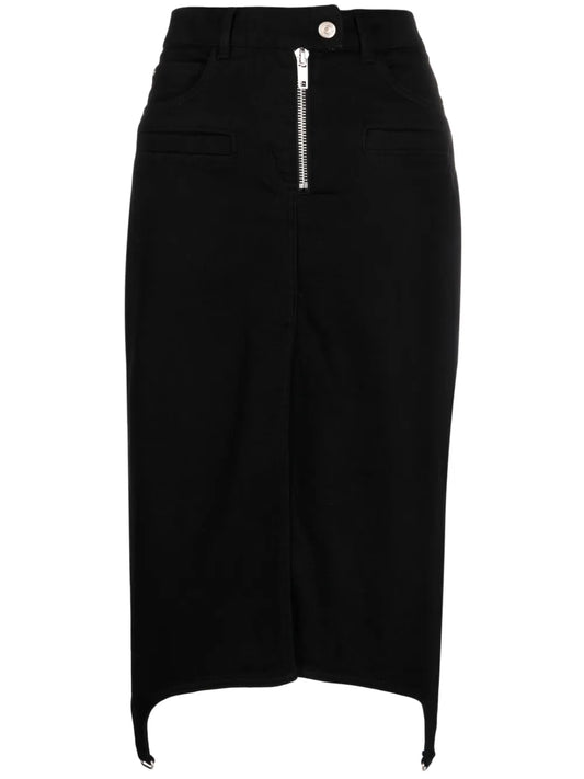 Asymmetric Zipped Denim Skirt