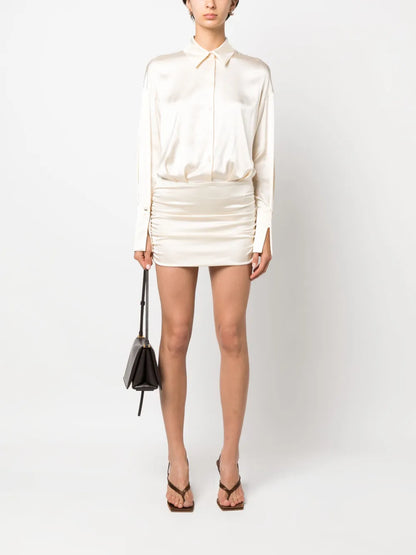 Satin Shirt-Style Dress