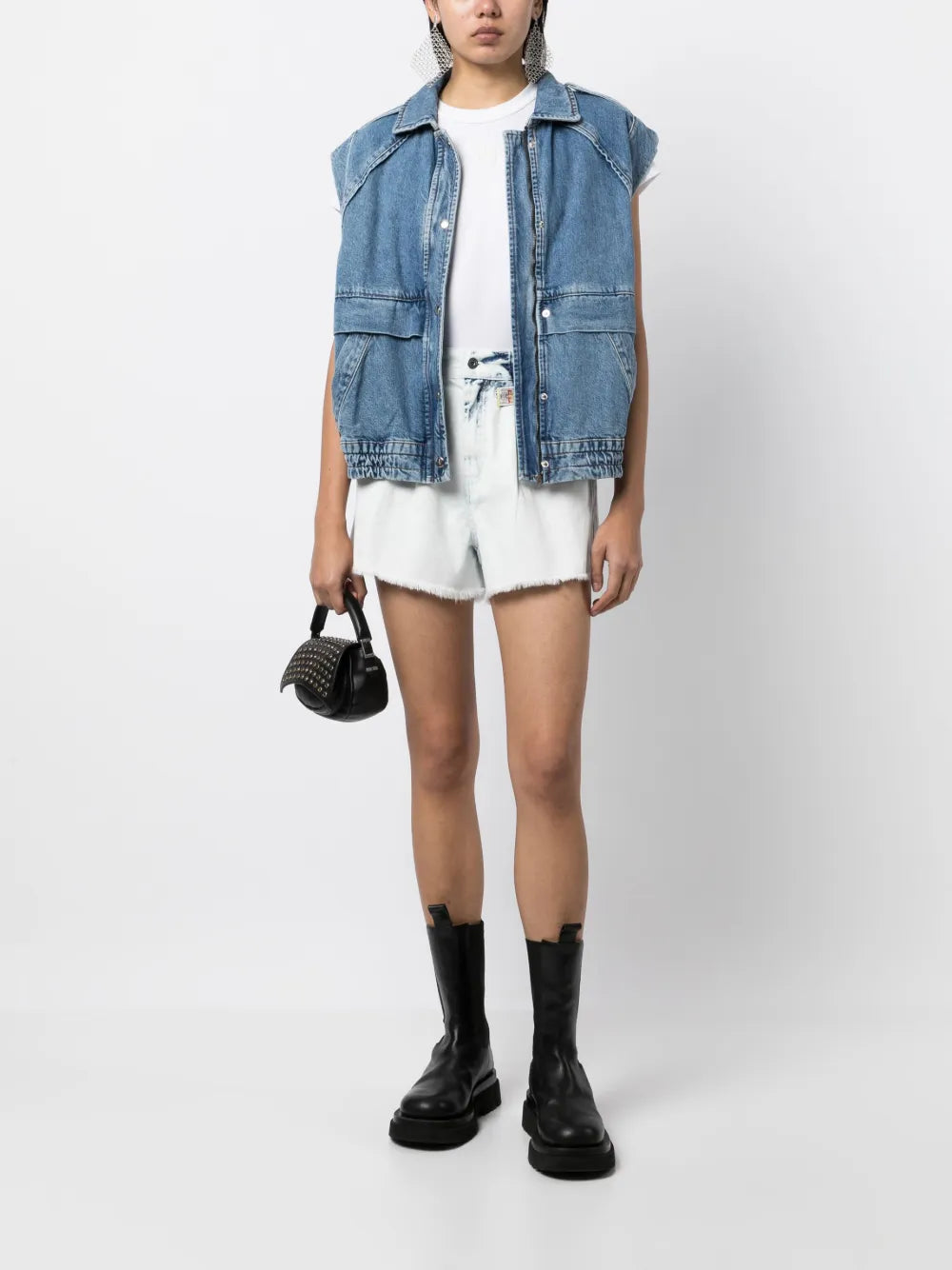 Frayed-Edge Denim Shorts