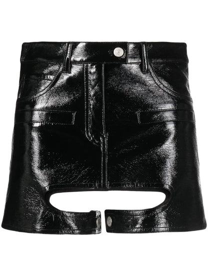 Chaps Vinyl-Effect Miniskirt