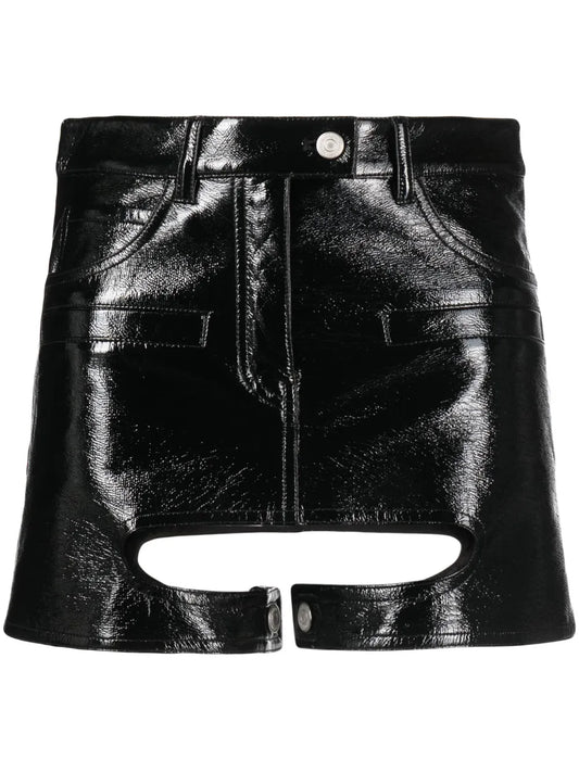 Chaps Vinyl-Effect Miniskirt