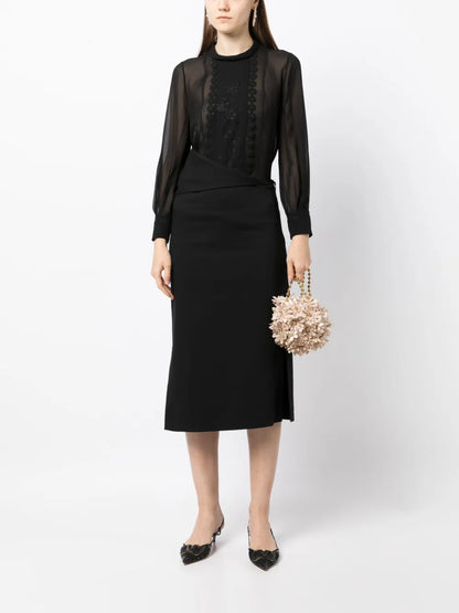Mulberry Silk Lace-Appliqué Shirt