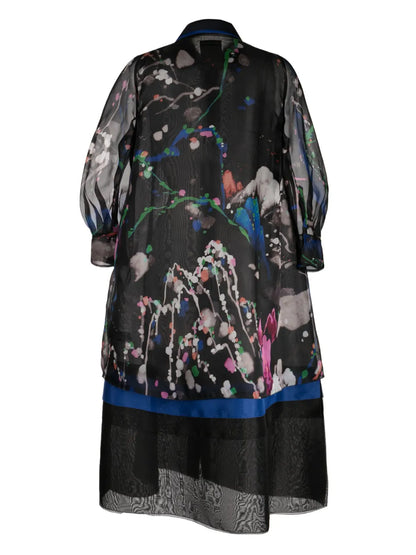 See-Through Printed Silk Coat