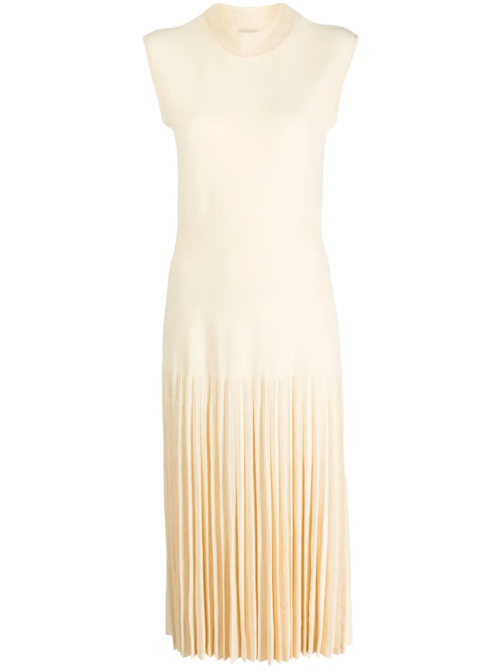 Mesh-Detailing Pleated Dress