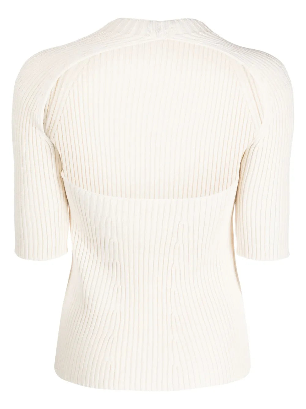 Three-Quarter Sleeve Ribbed Knitted Top