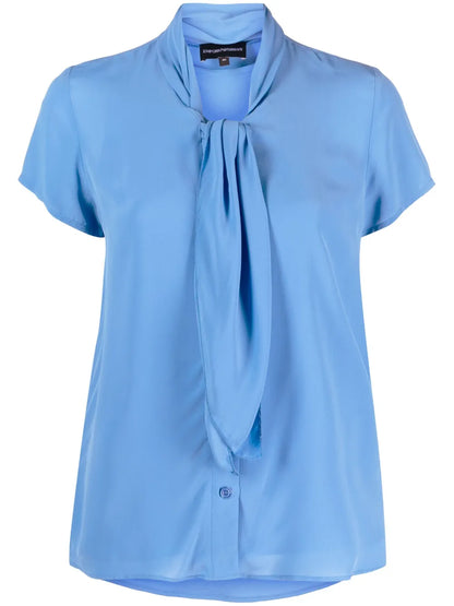 Tie-Neck Short-Sleeve Shirt
