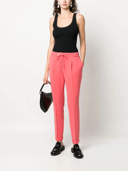 Crepe Drawstring Straight-Fit Trousers