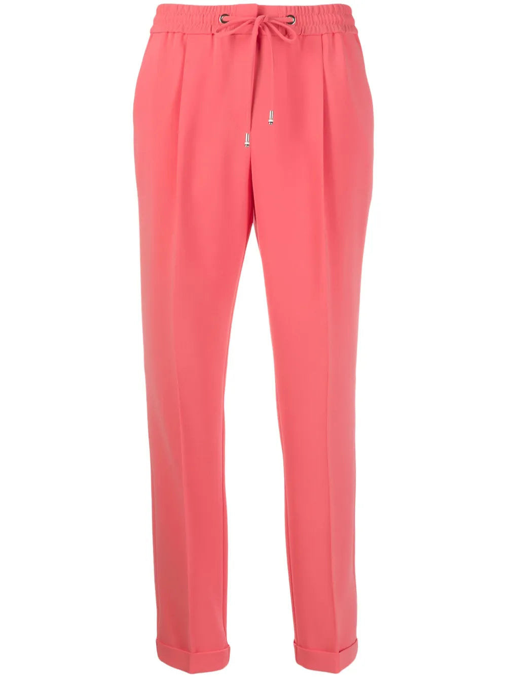 Crepe Drawstring Straight-Fit Trousers