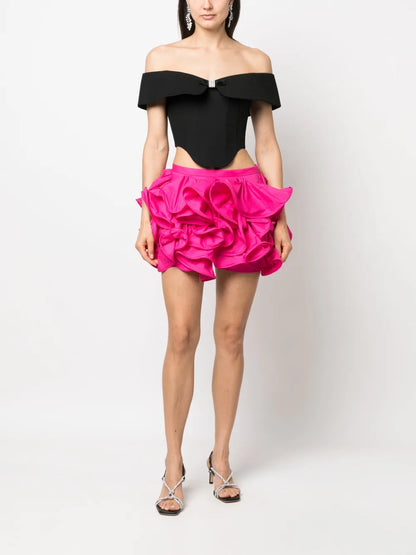 Ruffled Low-Rise Mini Shorts